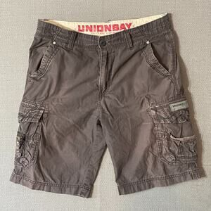 Vintage Cargo Shorts Union Bay Men's 34 Gray Y2K Baggy